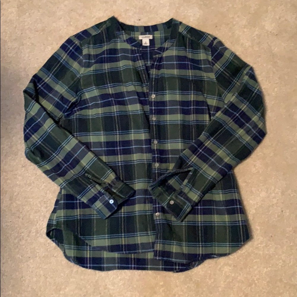 Green LL Bean flannel